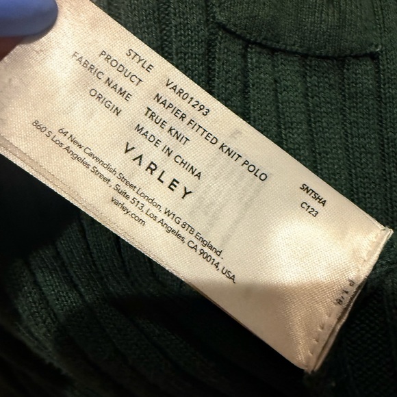 Varley Ribbed Napier Polo Knit T-Shirt Sweater - Picture 8 of 9